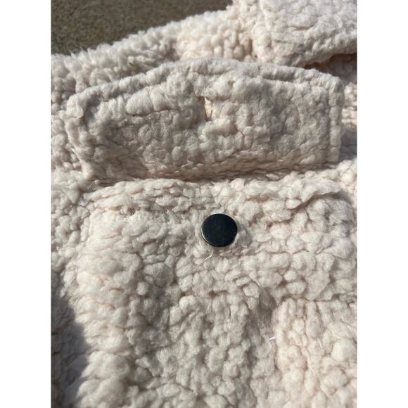 New Mystree Jacket Women Sz Small Cream Fleece Collared Long Sleeve Snap Button - Picture 4 of 8